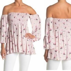 Free People Lana Tunic in Pink Floral NWOT Size Medium